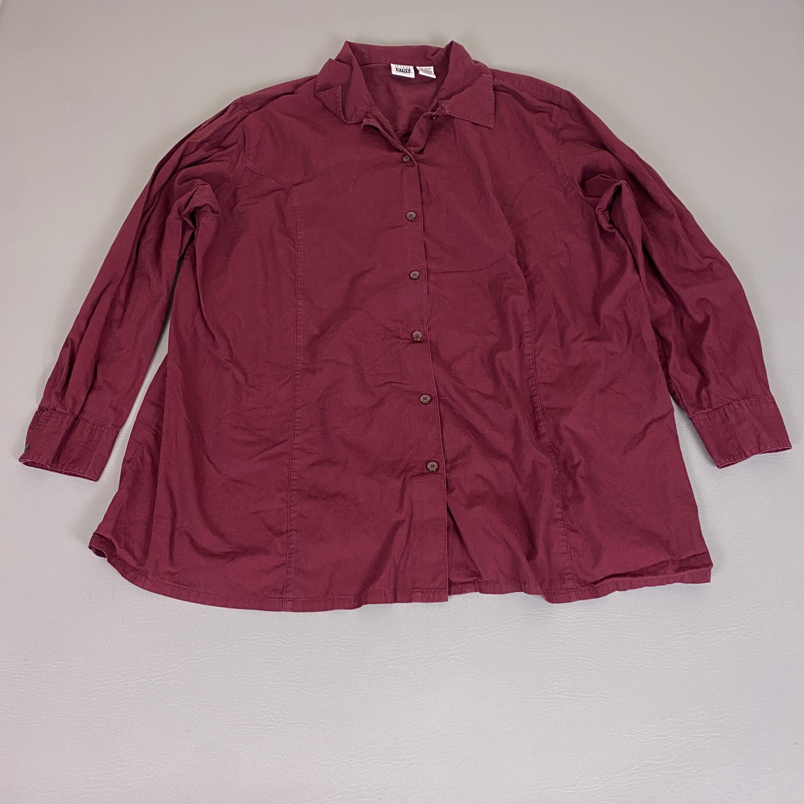 Take Nine Maternity Button Up Shirt Women's 1x Maroon Long Sleeve 100% Cotton